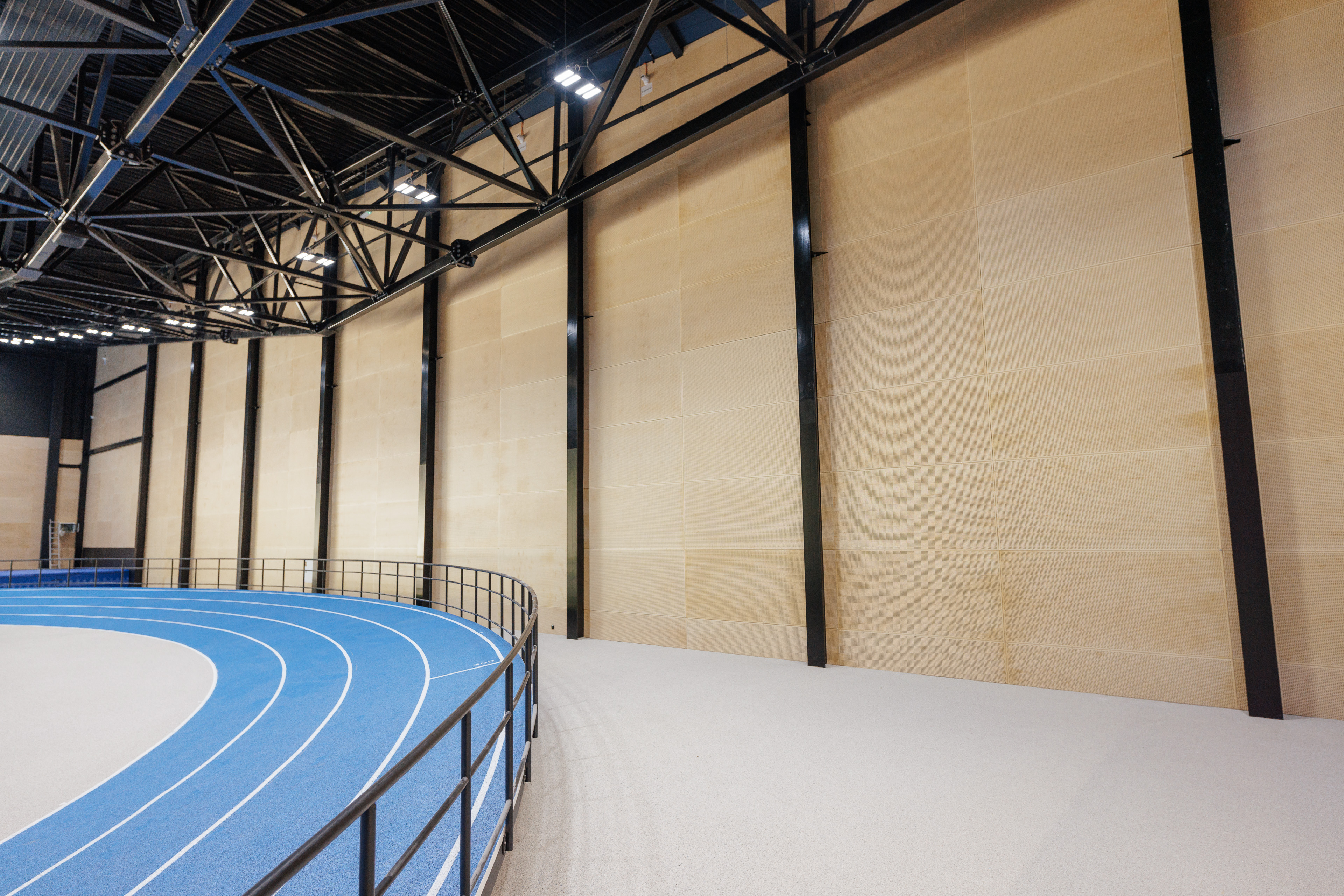 Birch plywood used in construction of sport gymnasium