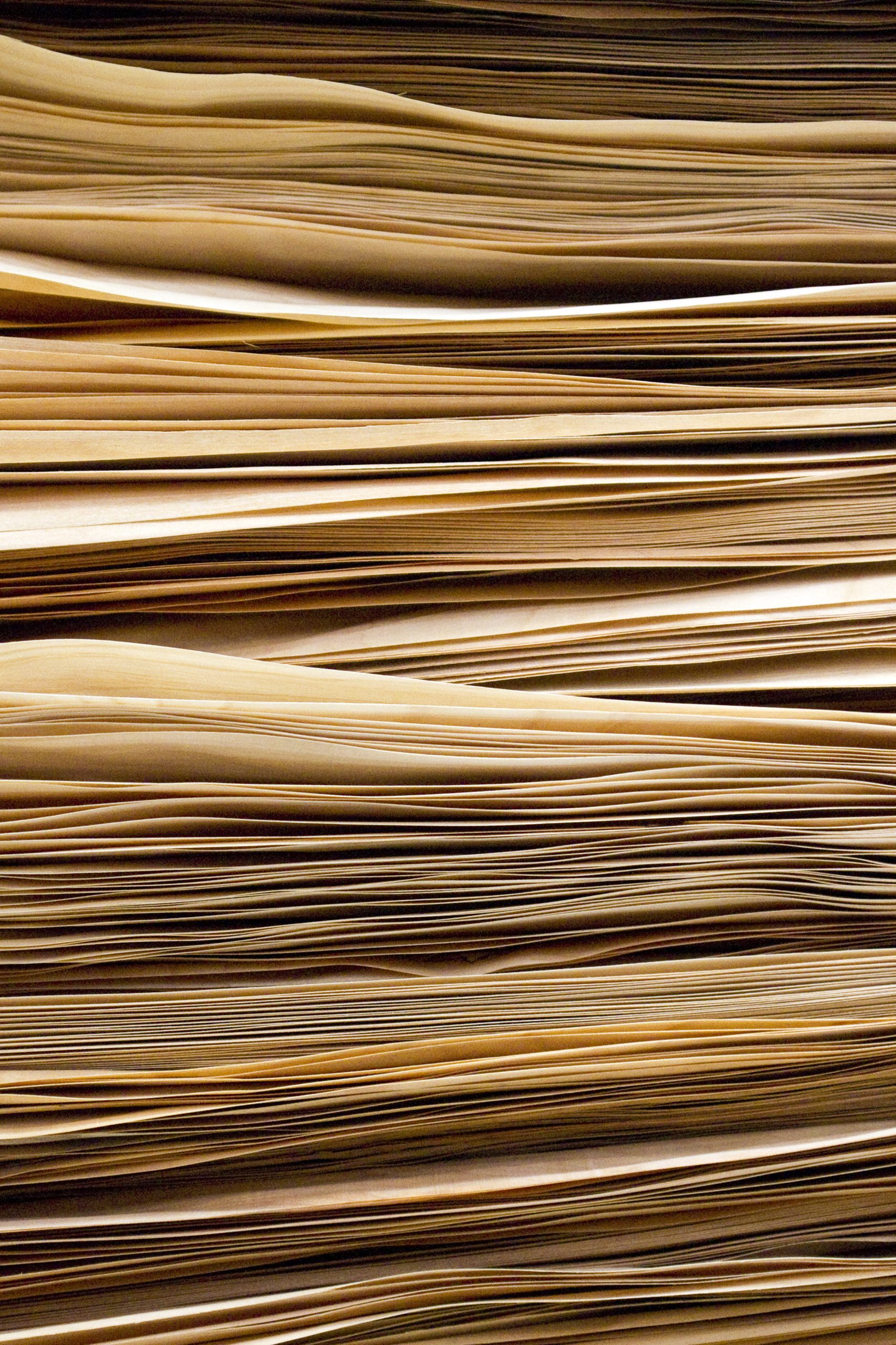 Wood veneer sheets stacked on top of one another