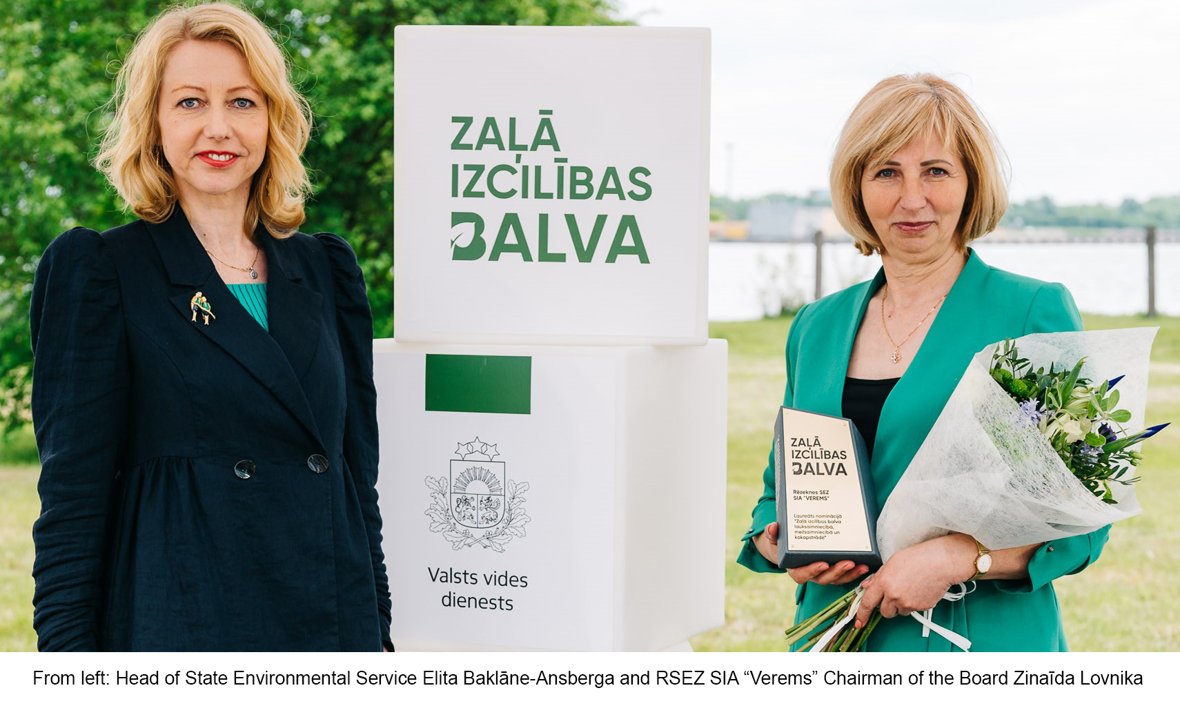 "VEREMS" saņem gada balvu vides aizsardzībā "Zaļā izcilības balva"
