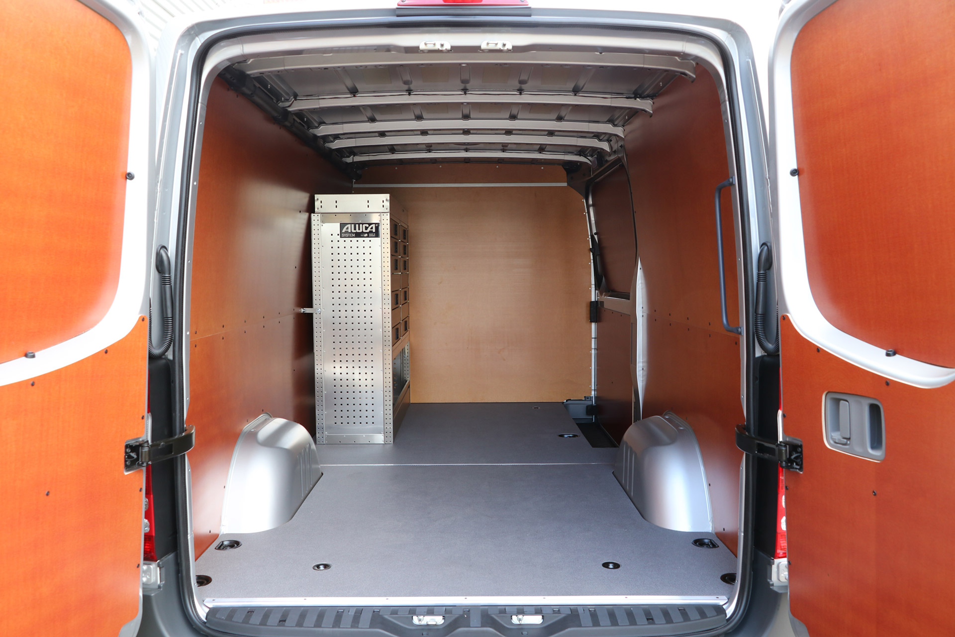 White light commercial vehicles interior finished with plywood