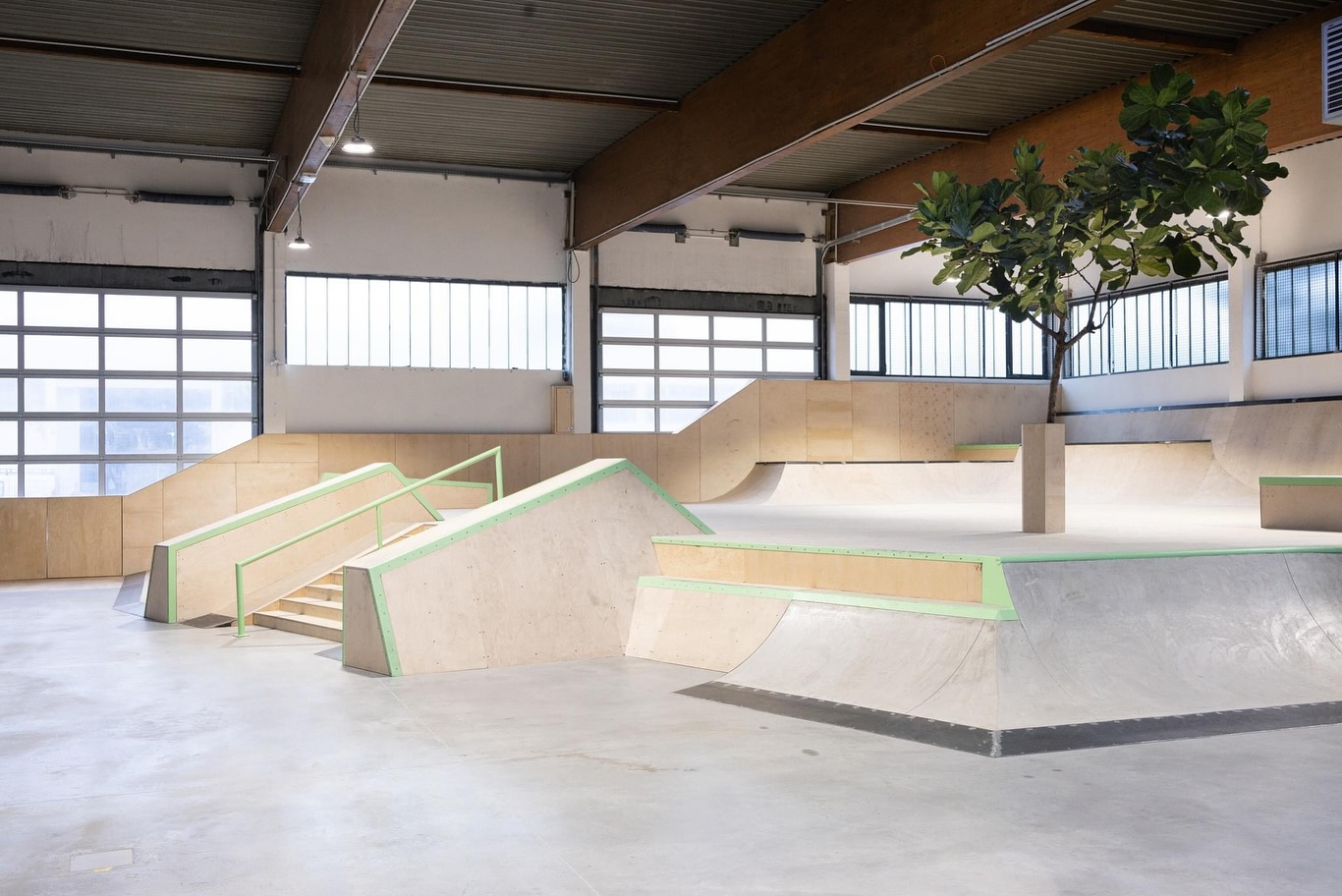 Skatepark ramps made from plywood
